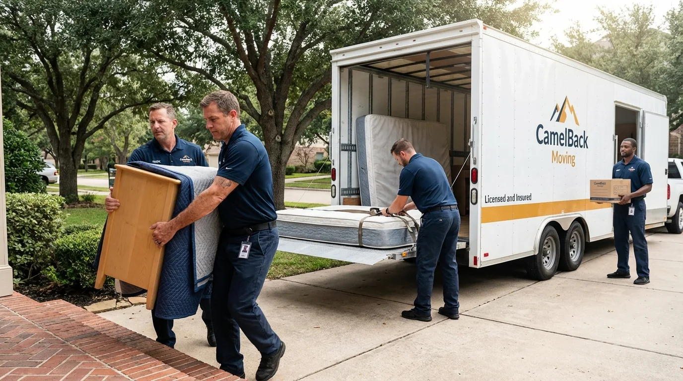 Crew loading residential truck for cross-state move from Auburn, KS
