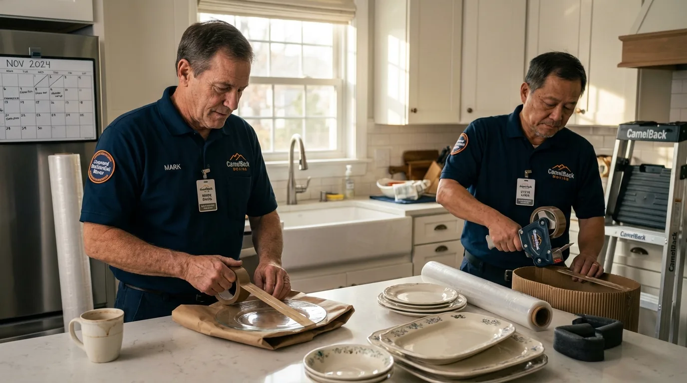 Professional crew packing kitchen dishware in Auburn, KS